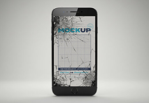 Smartphone Cell Shattered Broken Glass Mockup