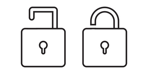 Lock icon flat editable icon mark set.