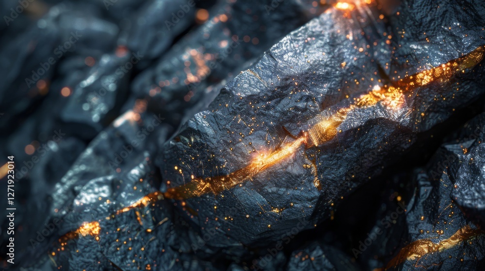 Aufkleber intricate patterns of glimmering minerals emerge from the depths of dark rock surfaces, showcasing a