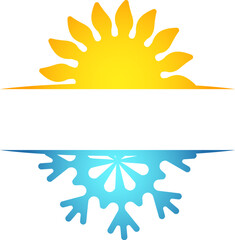 Sun and snowflake symbol sign banner for air conditioner