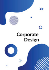 Modern business cover with geometric shapes design, blue abstract corporate report.