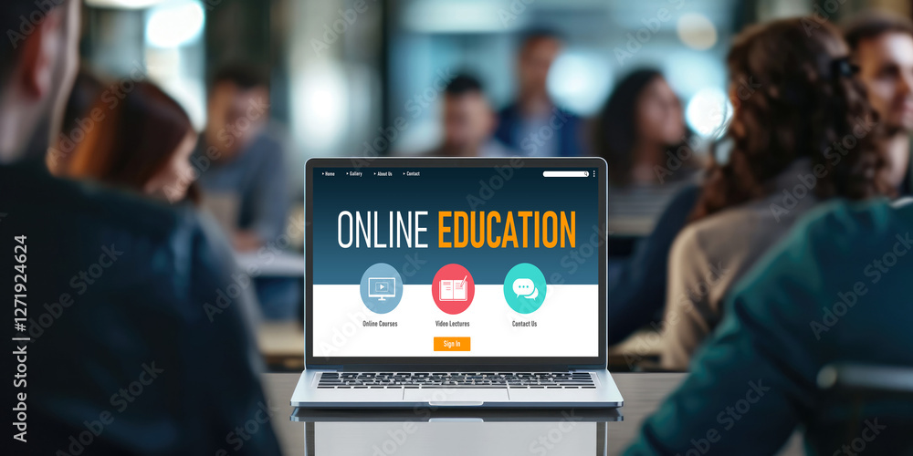 Poster e-learning website with brisk sofware for student to study online on the internet network