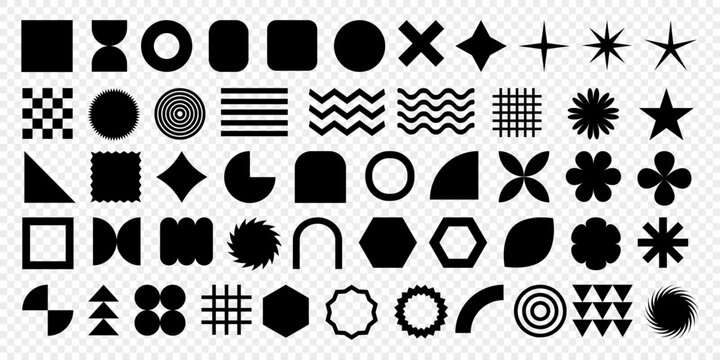 Set of abstract graphic element. Abstract geometric shapes and grids