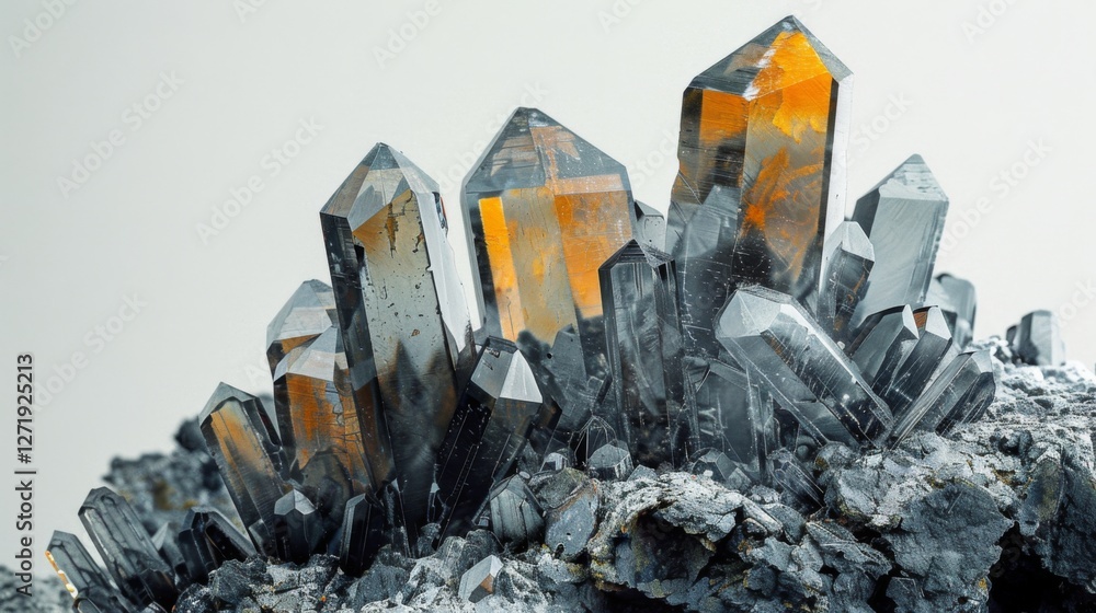 Aufkleber a stunning arrangement of quartz crystals showcases sharp, pointed formations with reflective surfac