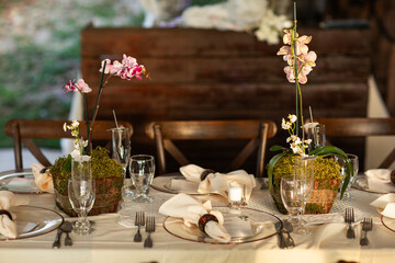 wedding table setting with orchids