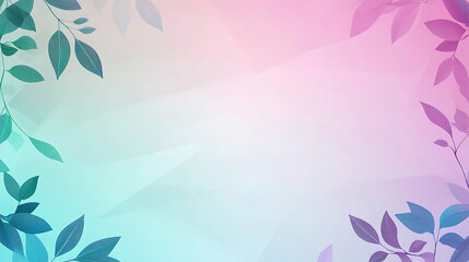 Gentle background for presentation, colorful gradient, botanical leaves accents, copy space
