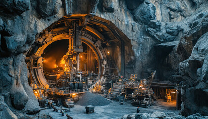 Fototapeta premium Large tunnel with a machine inside