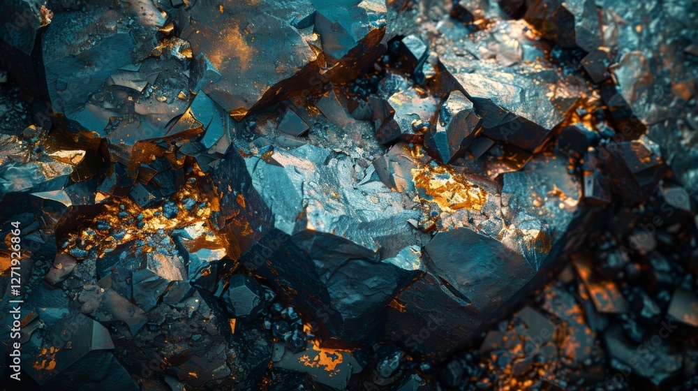 Poster rocks with a glossy texture display vibrant orange and blue colors under natural light, creating a s