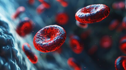 Fototapeta premium Exploring the Microscopic Marvels: A Comprehensive Analysis of Magnified Platelets in Hematological Research and Biomedical Imaging Innovations