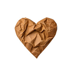 Broken Heart: Crumbled Paper Heart Image isolated on transparent background