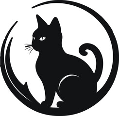 Silhouette Cat Illustration vector design, Cat logo and icon Design, Cat vector design