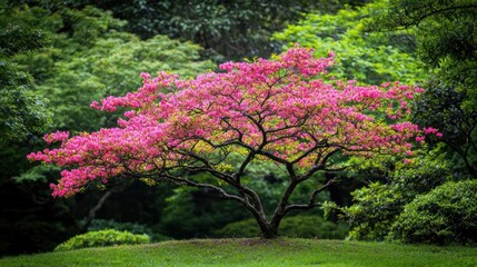 Pink Flowering Tree in Lush Green Garden