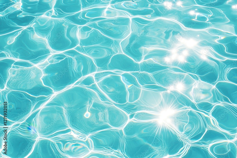 Aufkleber reflections of sunlight on a clear turquoise swimming pool water surface, creating mesmerizing patte