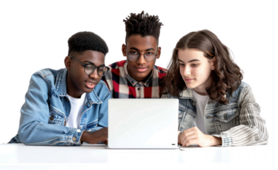 Teenage students computer looking laptop.