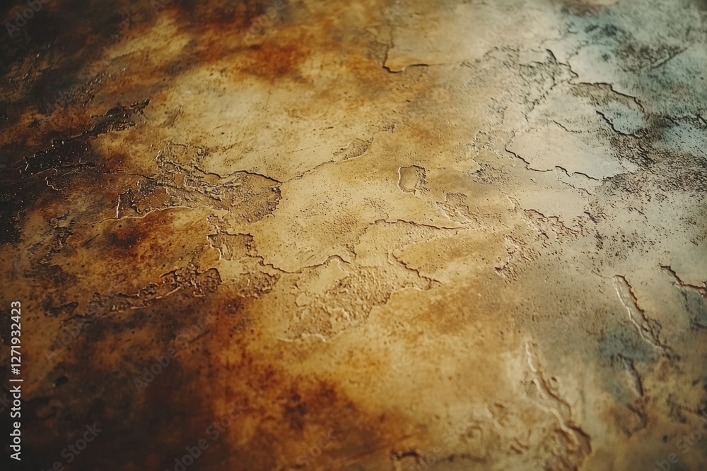 Poster textured brown and tan surface with detailed cracks and weathered appearance, creating a rustic and 
