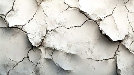 Obraz premium Cracked and broken white surface shows signs of age and damage
