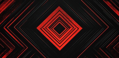 Concentric red diamonds layered against a dark textured background
