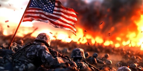 america at war with american army soldiers on the battlefield