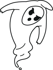 Spooky ghost Halloween character vector illustration