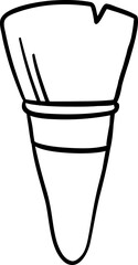 Simple black and white outline of a tooth with a band wrapped around it. A minimalistic hand-drawn illustration perfect for dental, healthcare, and orthodontic themes