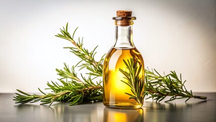 Golden Olive Oil Bottle with Rosemary - Long Exposure Stock Photo