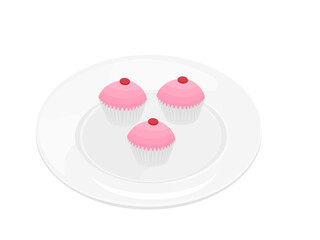 Fluffy cupcakes on a white background.