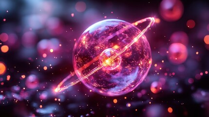 Cosmic sphere orbiting in nebula