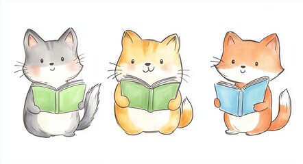 Cats with books 