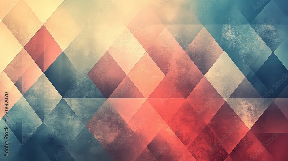 Poster abstract geometric pattern with overlapping diamond shapes and textures