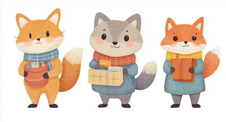 set of funny cartoon animals 