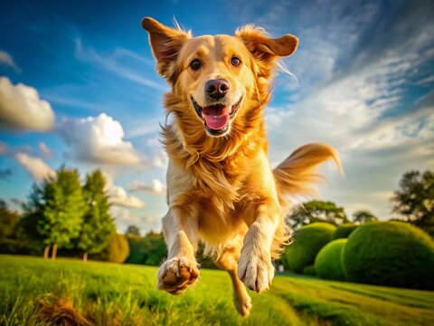 Golden Retriever Dog Playing Flyball, Action Shot, Happy Dog, Canine Sports, Pet Photography