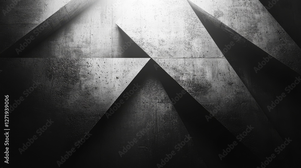Poster abstract concrete structure forms geometric shapes with light contrast