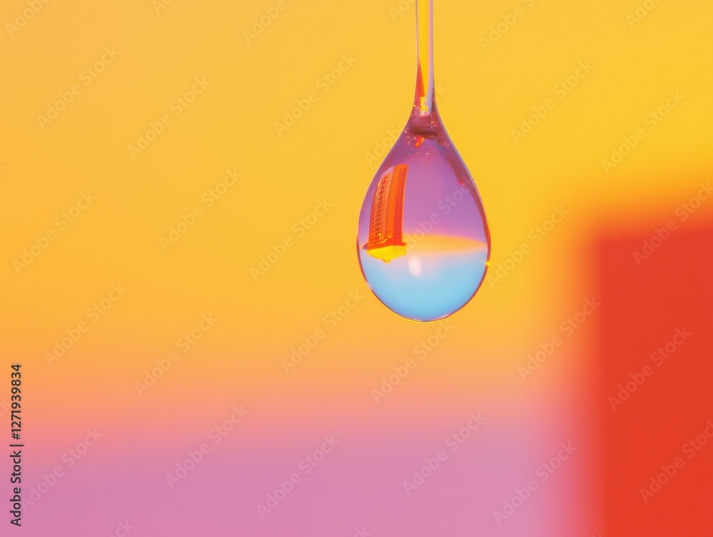 Poster captivating water droplet reflection abstract art setting macro colorful background close-up view vi