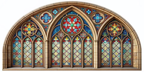 Obraz premium Gothic Church Window Frame, Ornate Arch, Religious Architecture, Decorative Design Element, Isolated Background
