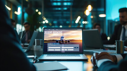 Online flight booking website provide brisk reservation system . Travel technology concept .
