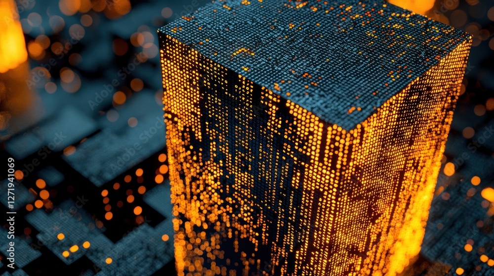Poster illuminated digital cube: a symphony of light and data