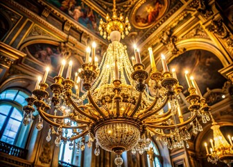 Fototapeta premium Grand Hall with Elegant Chandelier - 4K Hyperrealistic Portrait Photography