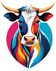 Colorful Cow vector design, Cow logo and icon Design, Cow vector design