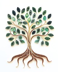 Tree of Life Paper Quilling, a mesmerizing tree of life composition with intricate quilled roots, trunk, and spiraling branches, create a sense of natural wonder