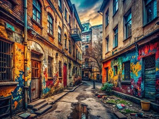 Fototapeta premium Gritty Moscow Street Scene: Urban Exploration Photography