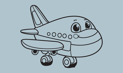 Boeing Dreamliner line art  vector illustration of airplane