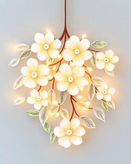 Floral Chandelier Paper Quilling, an intricate floral chandelier where cascading paper blossoms and delicate leaves form an enchanting