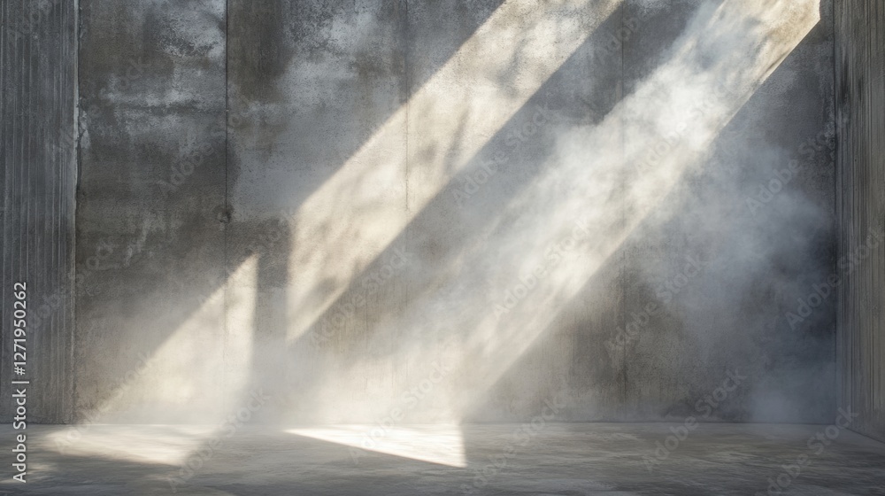 Poster abstract background with a textured concrete surface and a haze of mysterious smoke in the air.