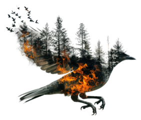 PNG Bird with trees birds fire exposure.