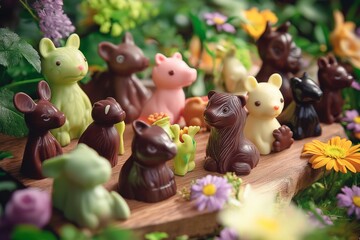 These elegant 3D printed chocolate animal figures coated with glossy glaze create a whimsical display. A delightful addition to any table of 3D printed desserts.