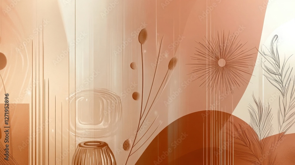 Poster modern summer abstract design. a modern abstract design with geometric shapes and floral elements in