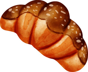 watercolor chocolate croissant