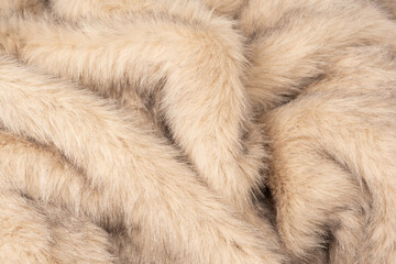 Texture of faux fur as a background, top view.