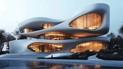 Innovative glass building futuristic structure high resolution picture