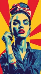 Illustration of a confident woman wearing a bandana and buttoned shirt